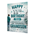 Happy 11th Birthday Grandson Blue Silver Street Greeting Card A5