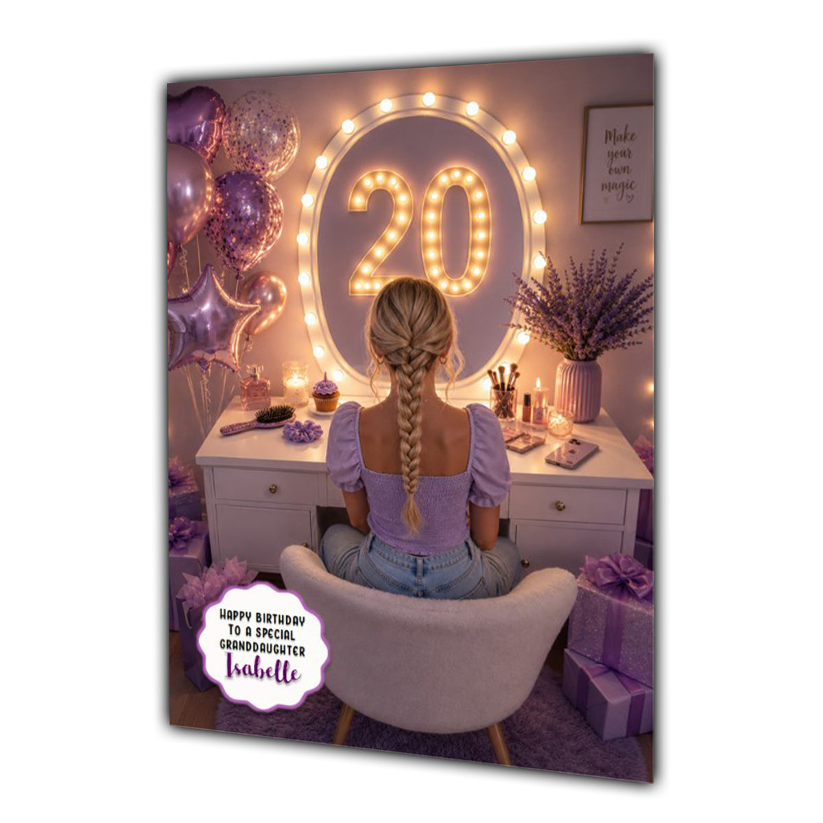 20th Birthday Card For Girls, Daughter, Granddaughter, Niece, Dressing Table