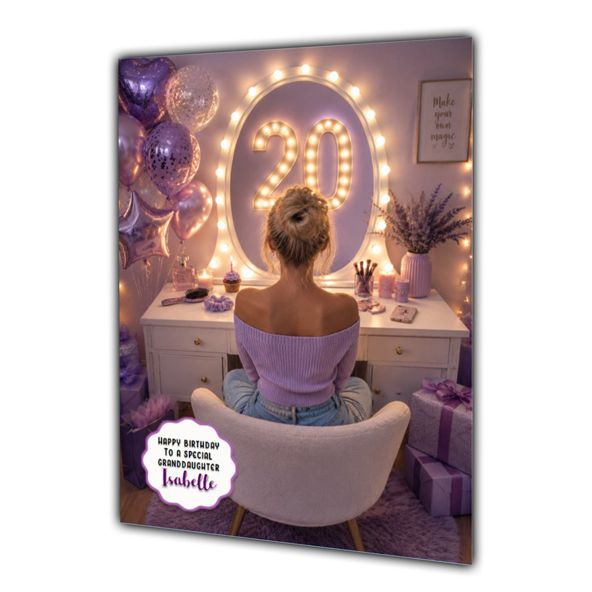 20th Birthday Card For Girls, Daughter, Granddaughter, Niece, Dressing Table
