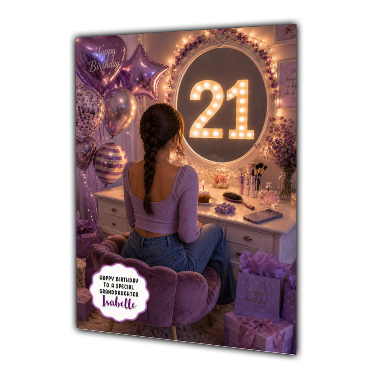 21st Birthday Card For Girls, Daughter, Granddaughter, Niece, Dressing Table