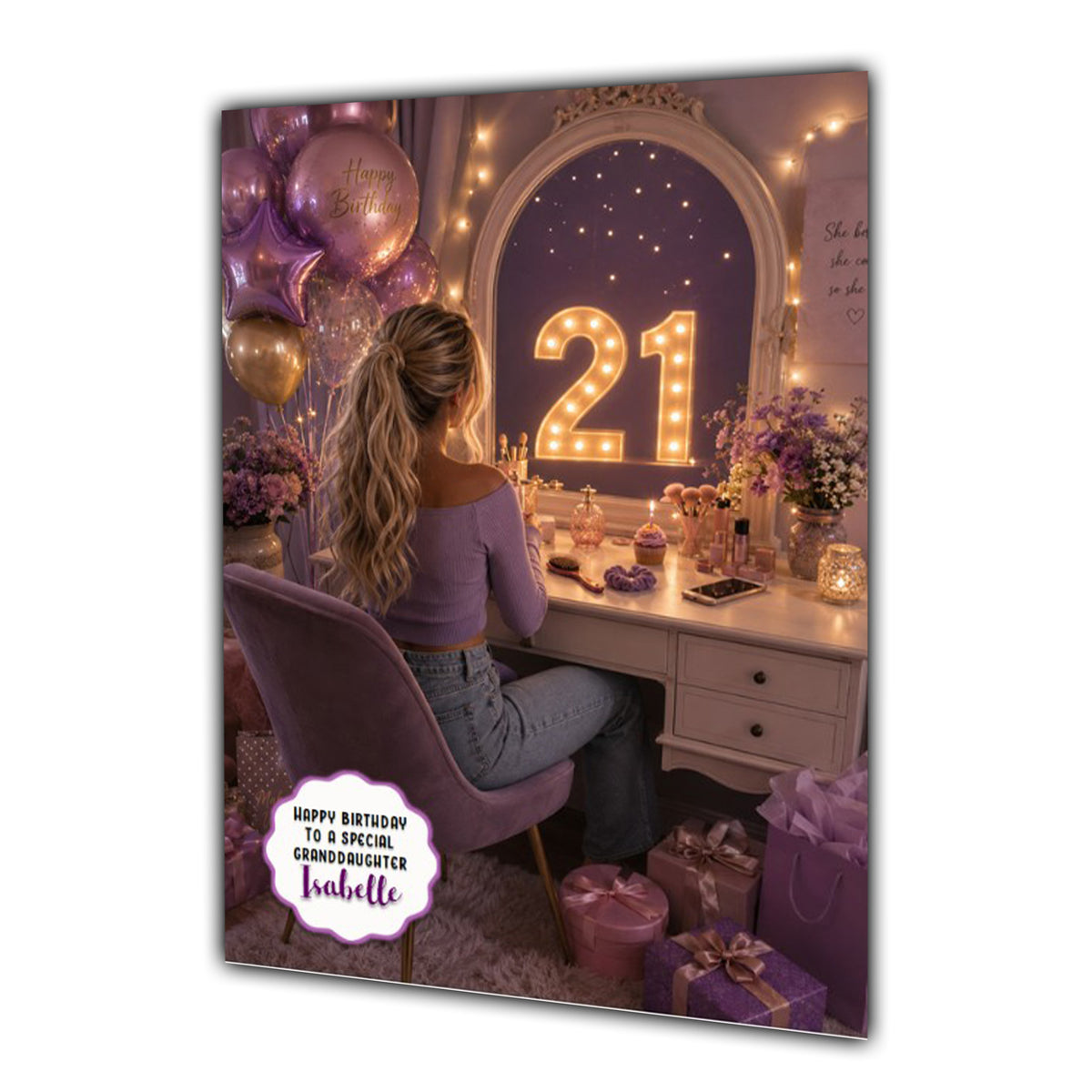 21st Birthday Card For Girls, Daughter, Granddaughter, Niece, Dressing Table