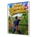 Grandson Birthday Card - Painting a Garden Fence