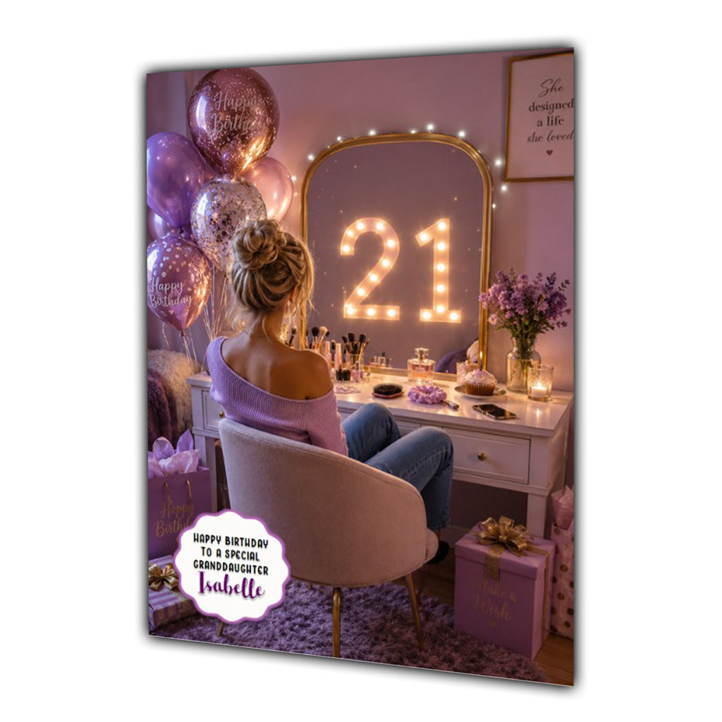 21st Birthday Card For Girls, Daughter, Granddaughter, Niece, Dressing Table