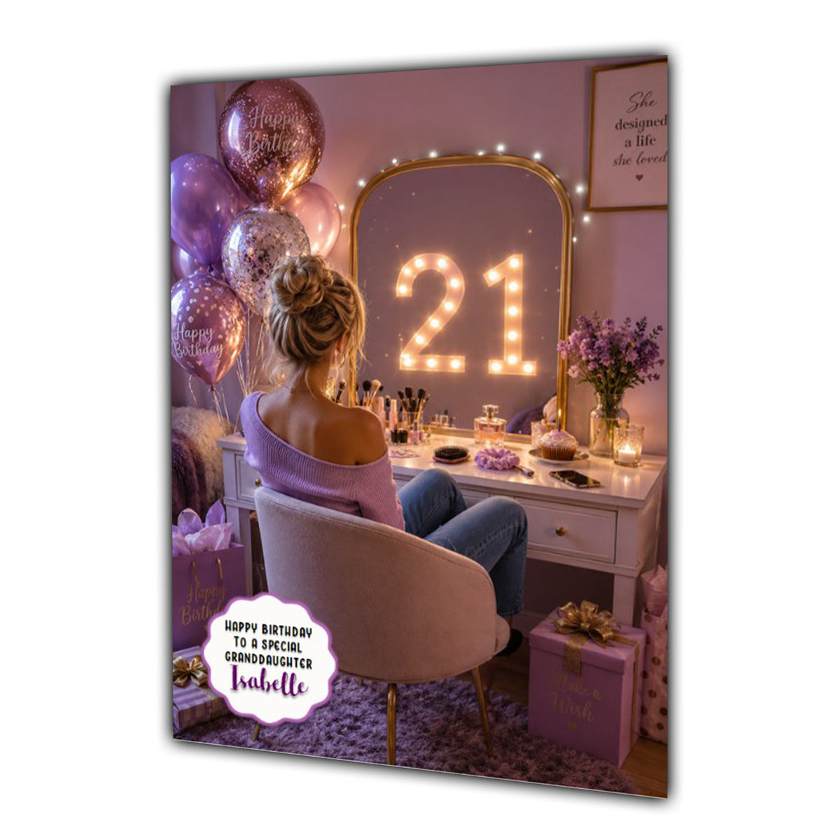 21st Birthday Card For Girls, Daughter, Granddaughter, Niece, Dressing Table