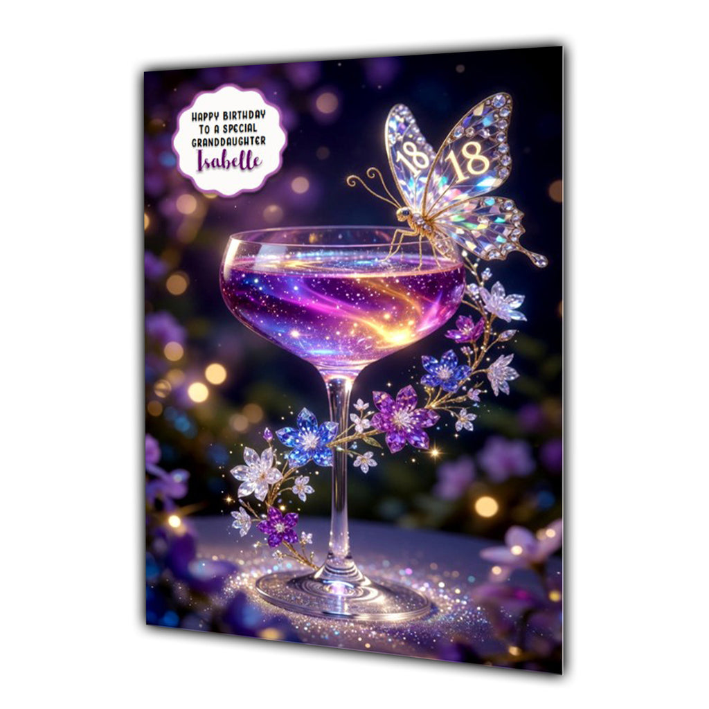 18th Birthday Card Granddaughter Daughter Niece Butterfly Cocktail A5 Size