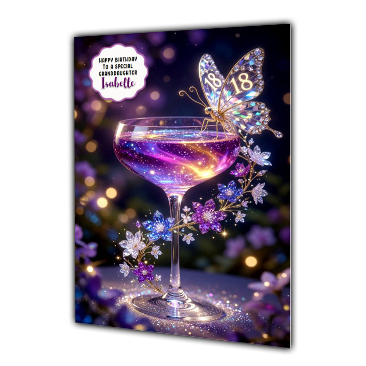 18th Birthday Card Granddaughter Daughter Niece Butterfly Cocktail A5 Size