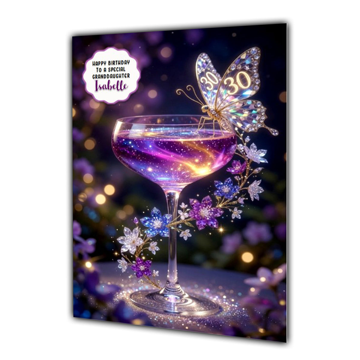 30th Birthday Card Granddaughter Daughter Niece Butterfly Cocktail A5 Size