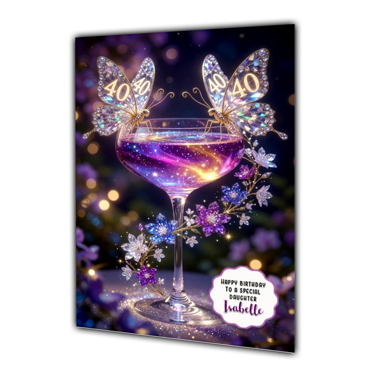 40th Birthday Card Granddaughter Daughter Niece Butterfly Cocktail A5 Size