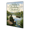 Happy Birthday Husband Fishing Lake Greeting Card A5