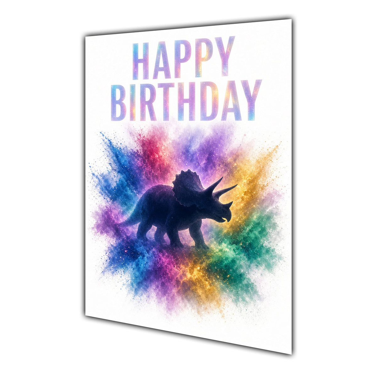 Happy Birthday Triceratops Colour Splash Greeting Card A5