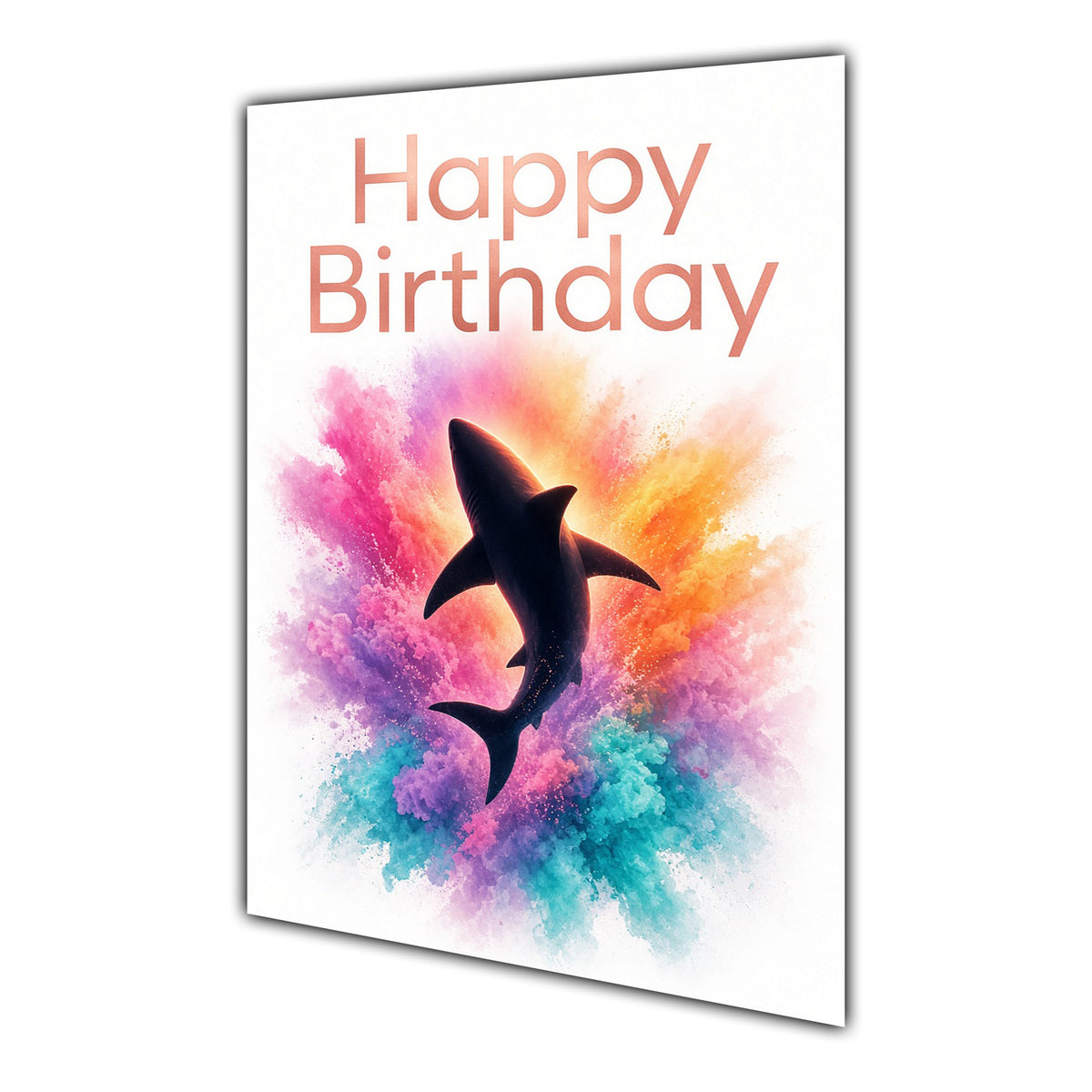 Happy Birthday Shark Colour Splash Greeting Card A5