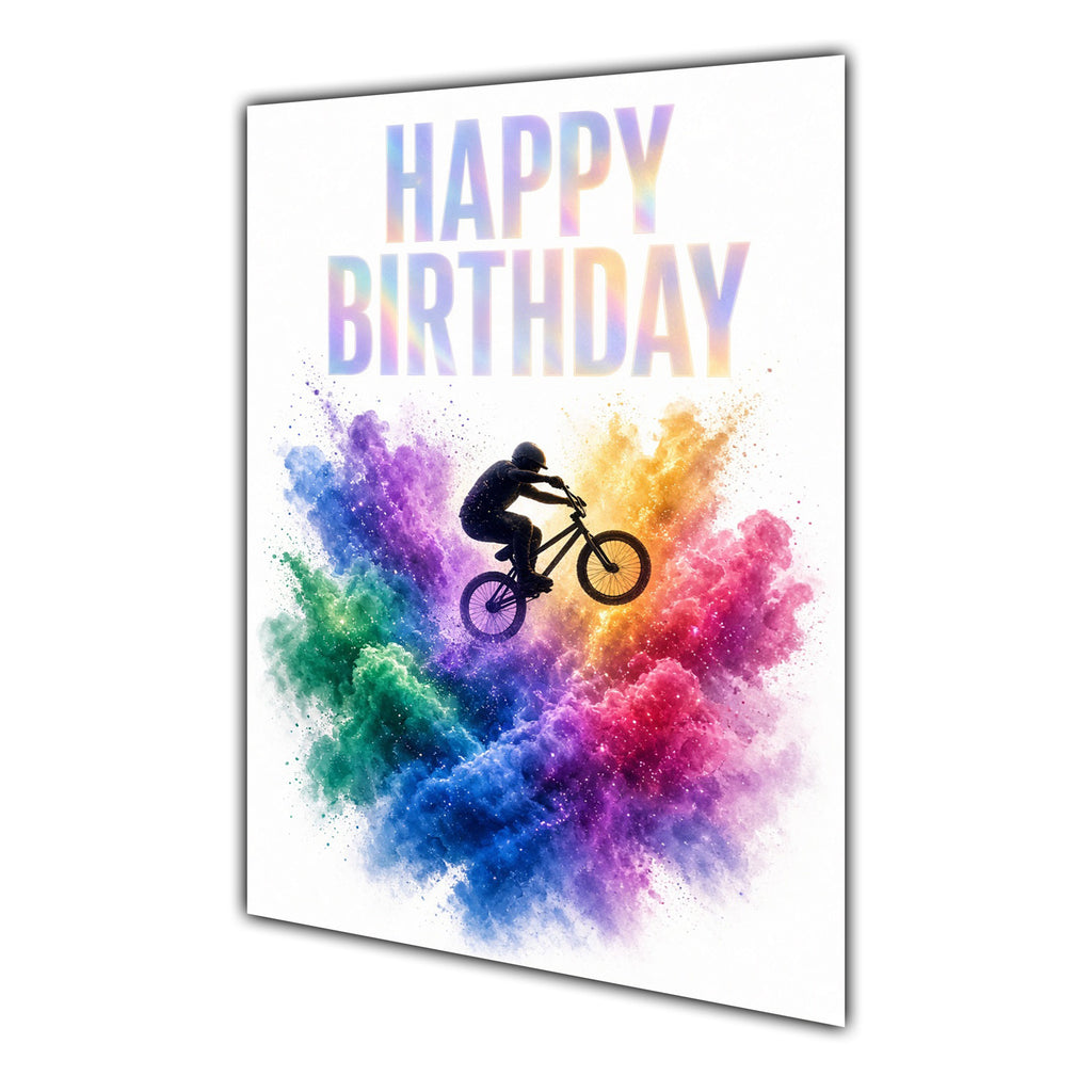 Happy Birthday BMX Colour Splash Greeting Card A5
