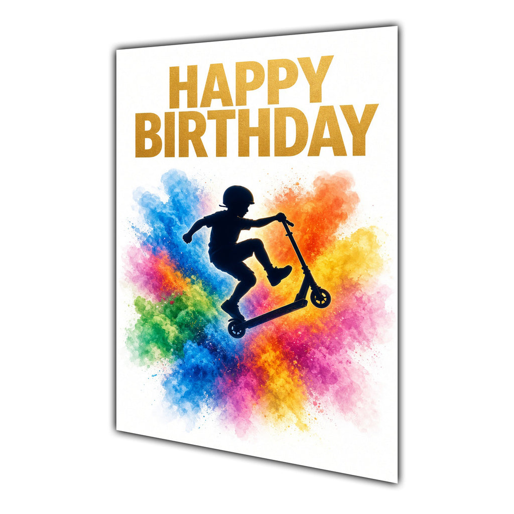 Happy Birthday Scooter Colour Splash Greeting Card A5