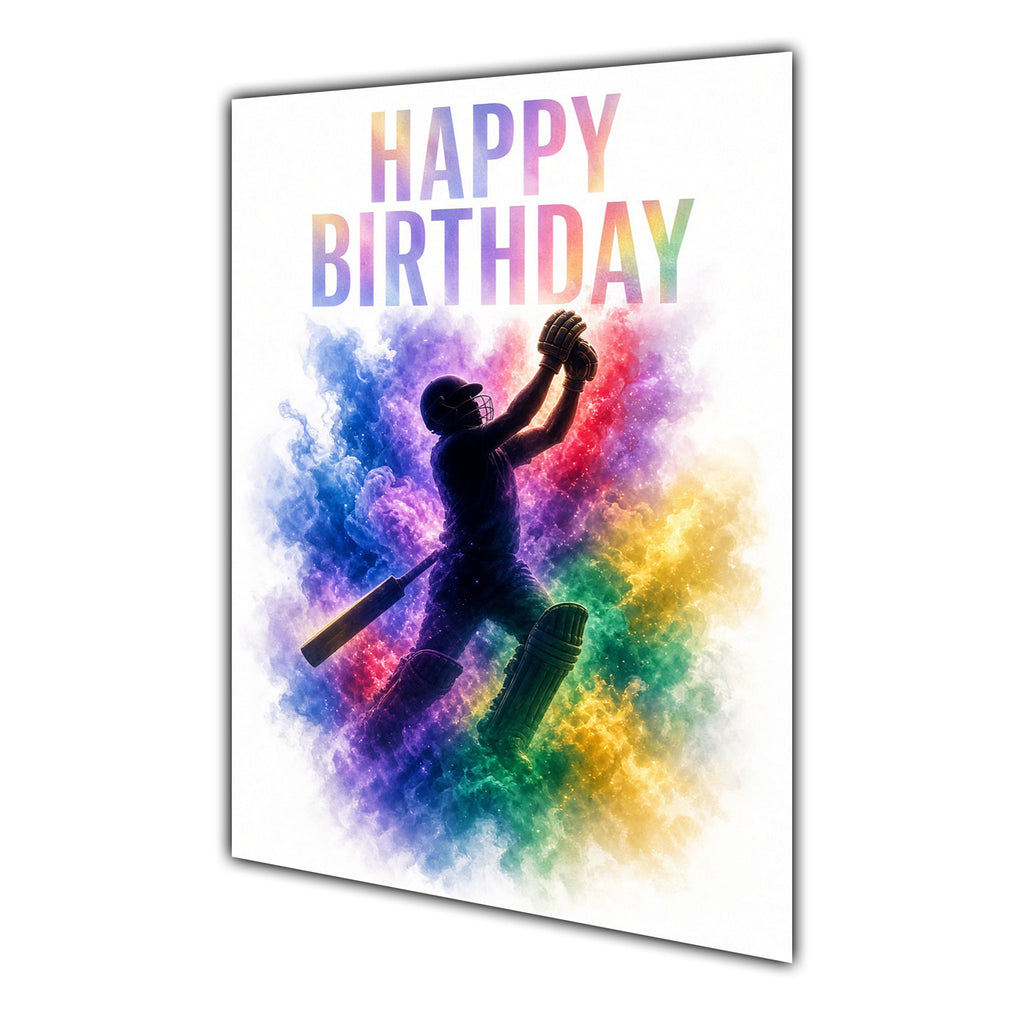 Happy Birthday Cricket Colour Splash Greeting Card A5