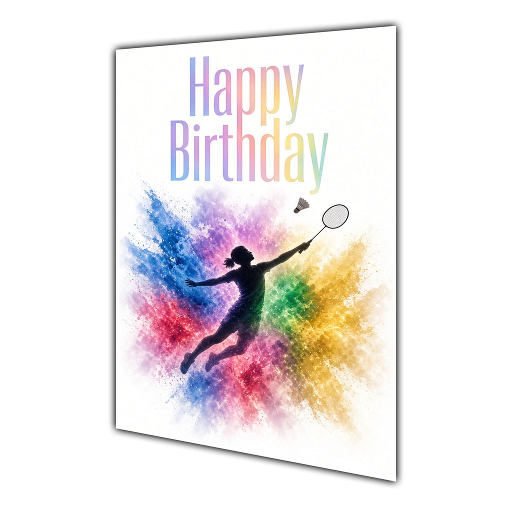 Happy Birthday Badminton Colour Splash Greeting Card A5