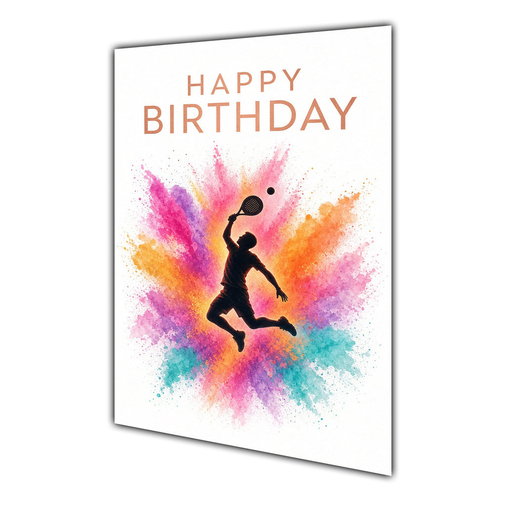 Happy Birthday Tennis Colour Splash Greeting Card A5