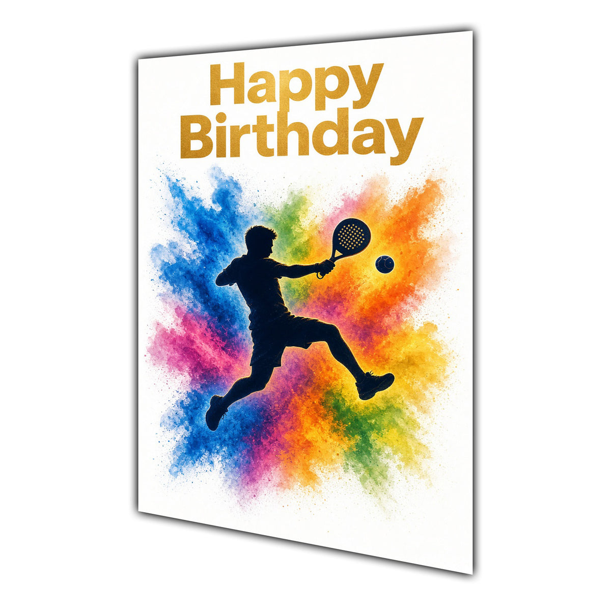 Happy Birthday Padel Ball Colour Splash Greeting Card A5