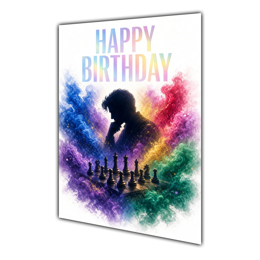 Happy Birthday Chess Colour Splash Greeting Card A5