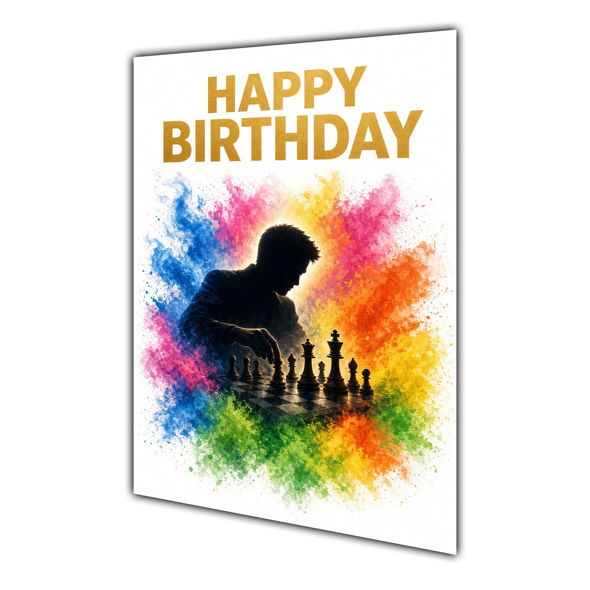 Happy Birthday Chess Colour Splash Greeting Card A5