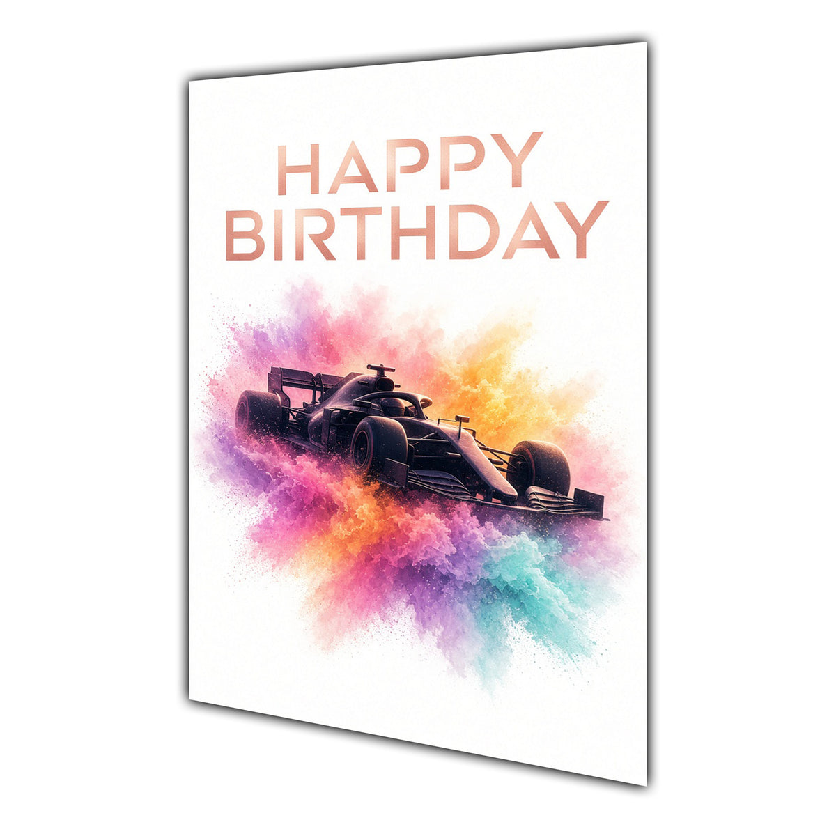Happy Birthday Formula Racing Colour Splash Greeting Card A5