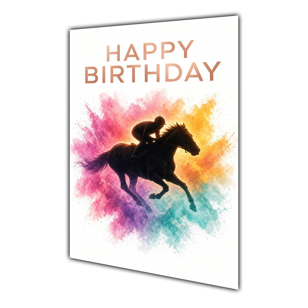 Happy Birthday Horse Racing Colour Splash Greeting Card A5