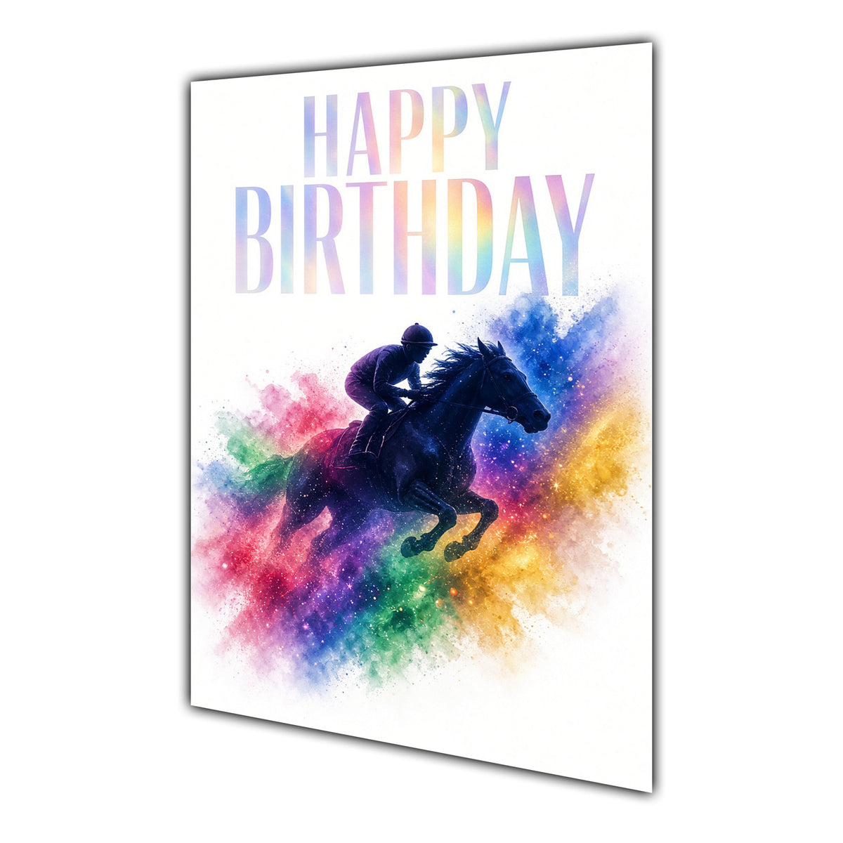 Happy Birthday Horse Racing Colour Splash Greeting Card A5
