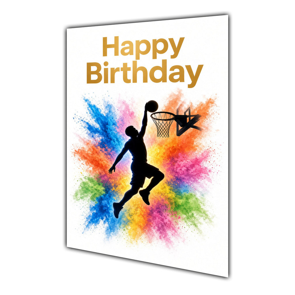 Happy Birthday Basketball Colour Splash Greeting Card A5