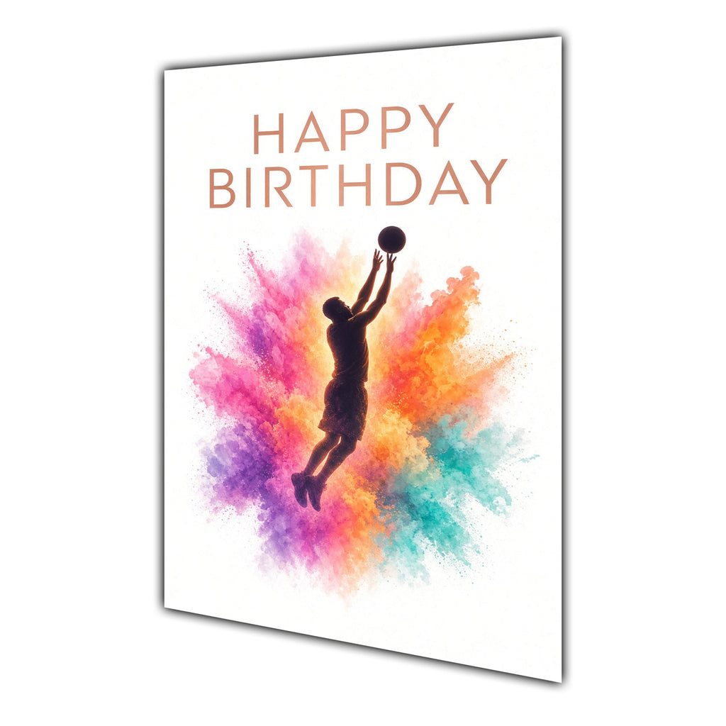 Happy Birthday Basketball Colour Splash Greeting Card A5