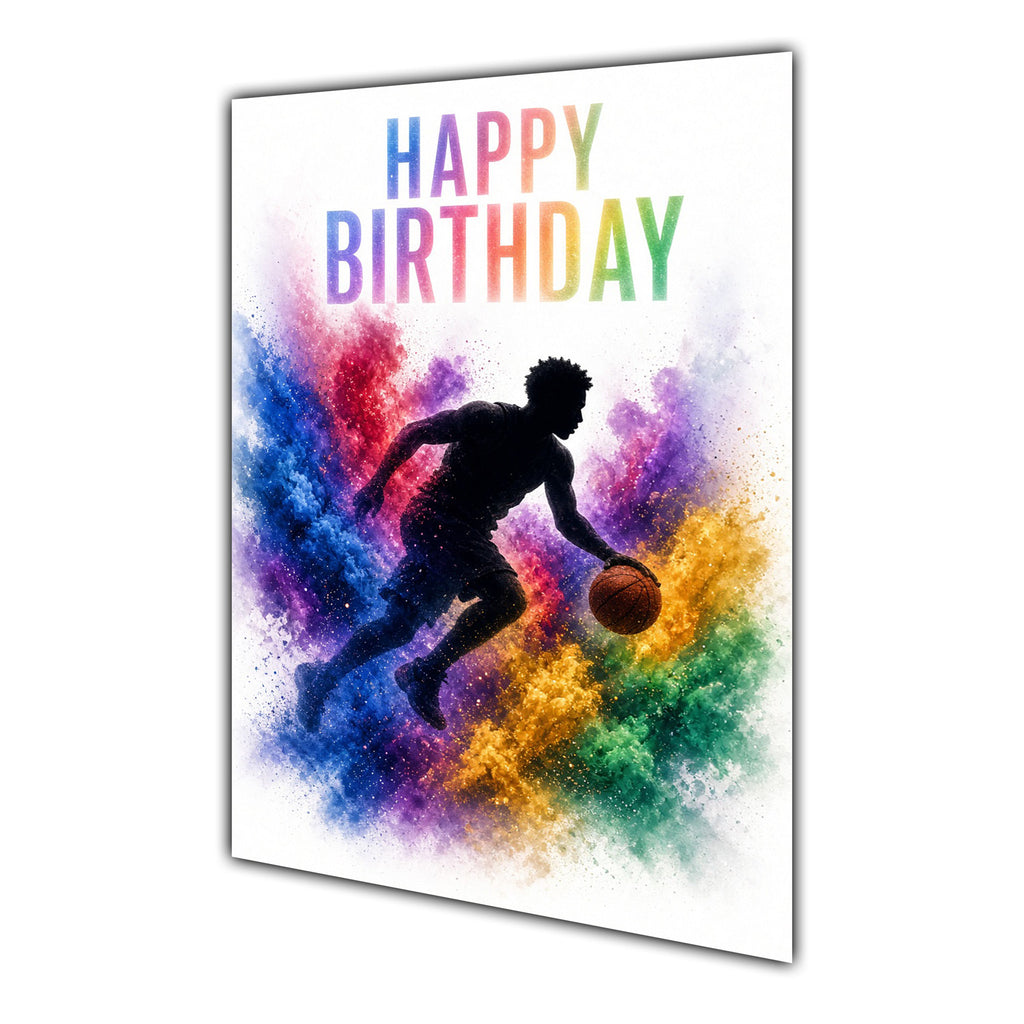 Happy Birthday Basketball Colour Splash Greeting Card A5