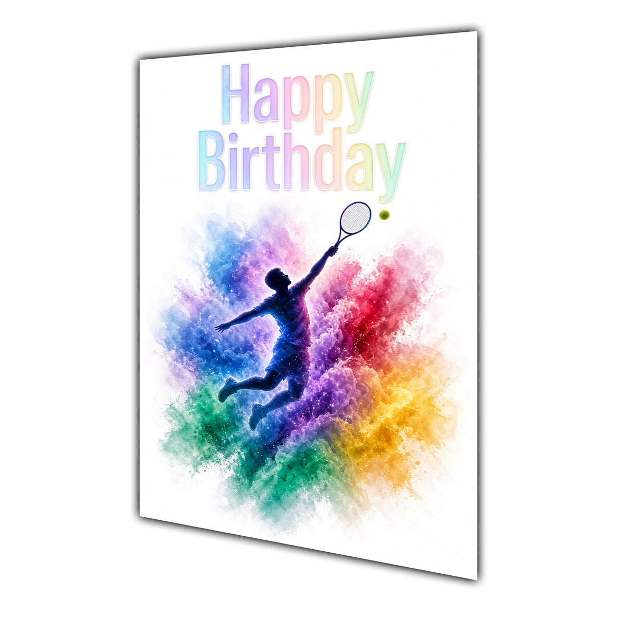 Happy Birthday for Men Boys Tennis Colour Splash Greeting Card A5