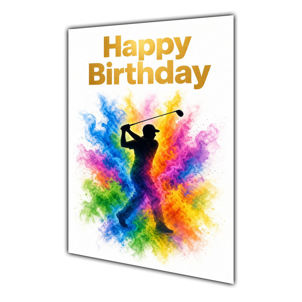 Happy Birthday Golf Colour Splash Greeting Card A5