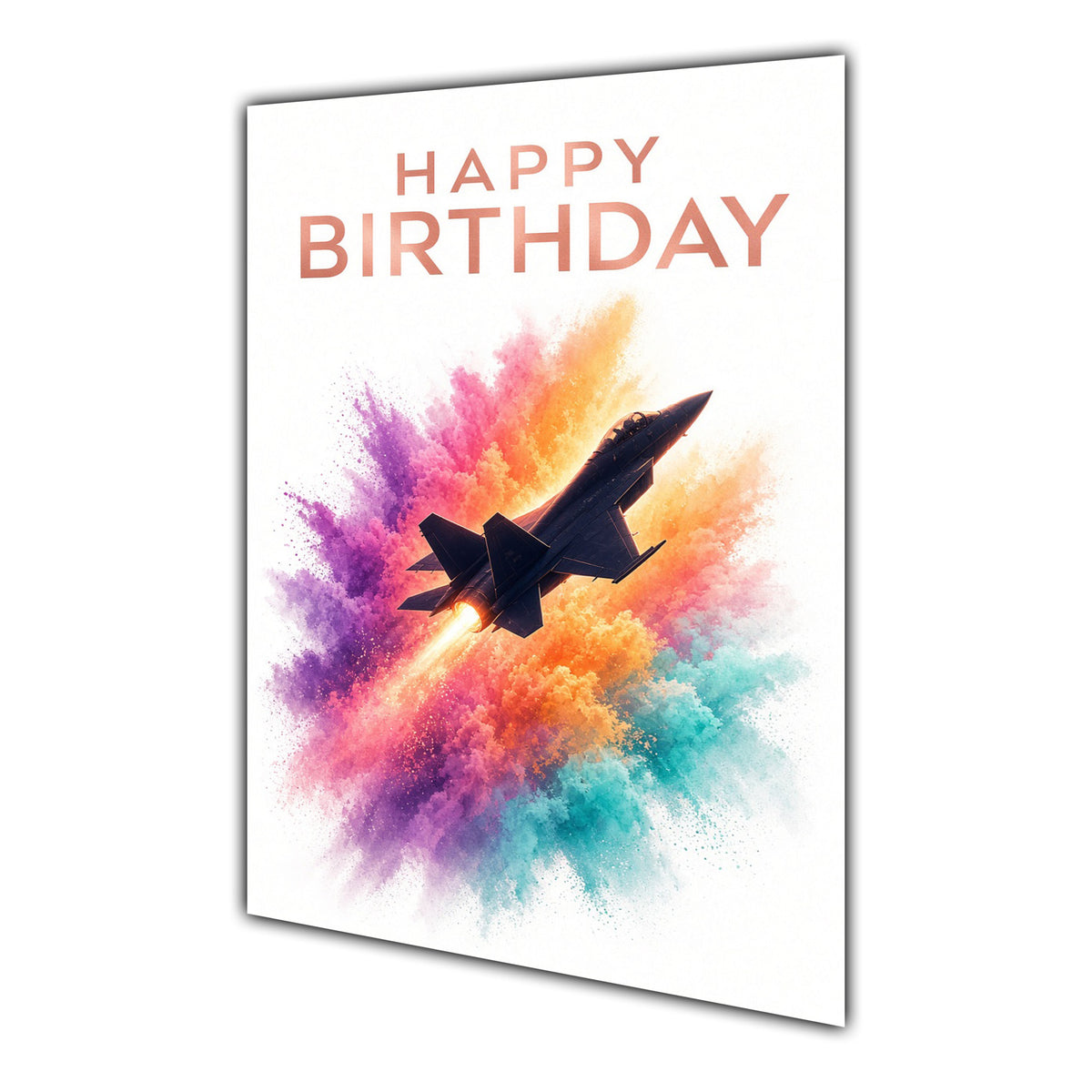 Happy Birthday Fighter Jet Colour Splash Greeting Card A5