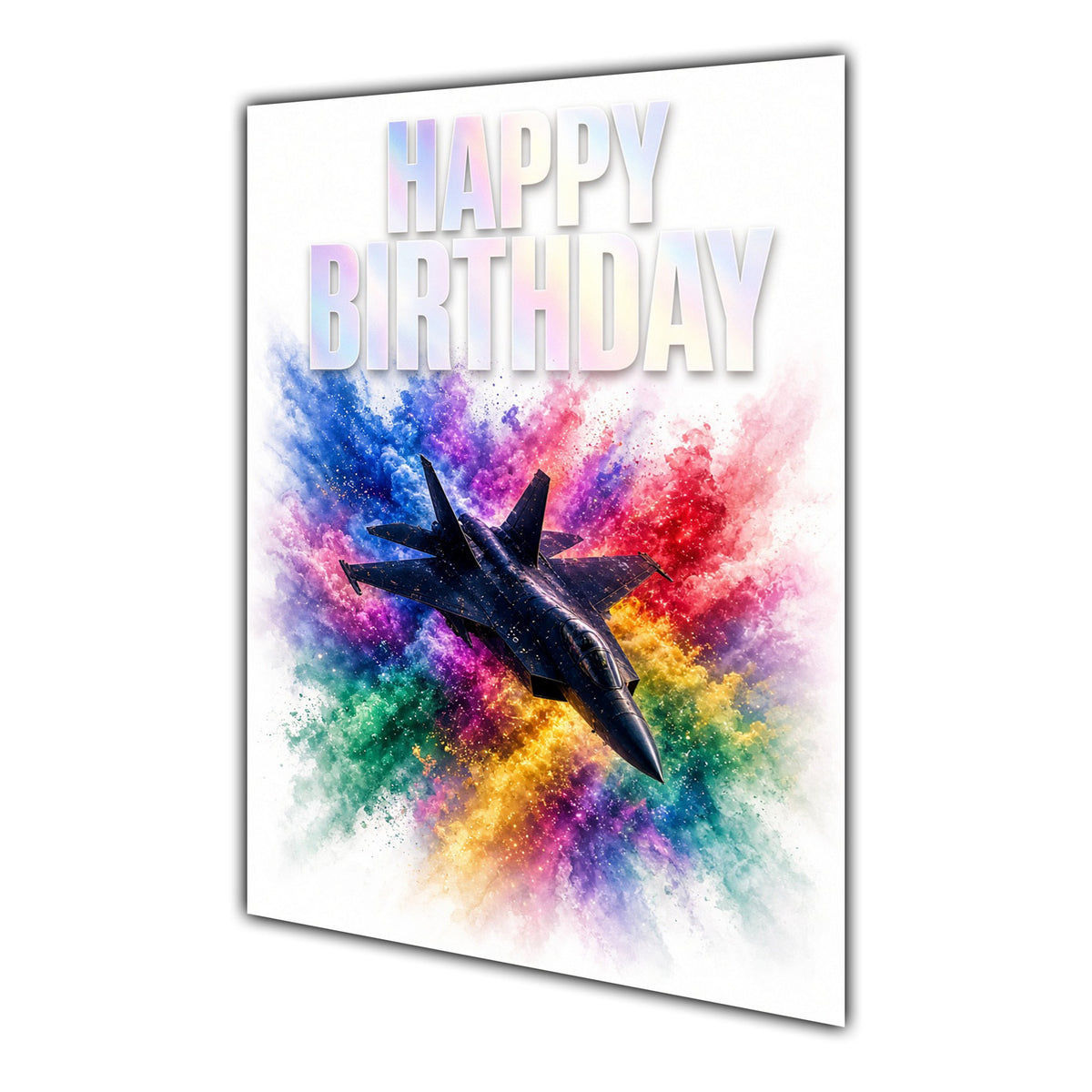 Happy Birthday Fighter Jet Colour Splash Greeting Card A5
