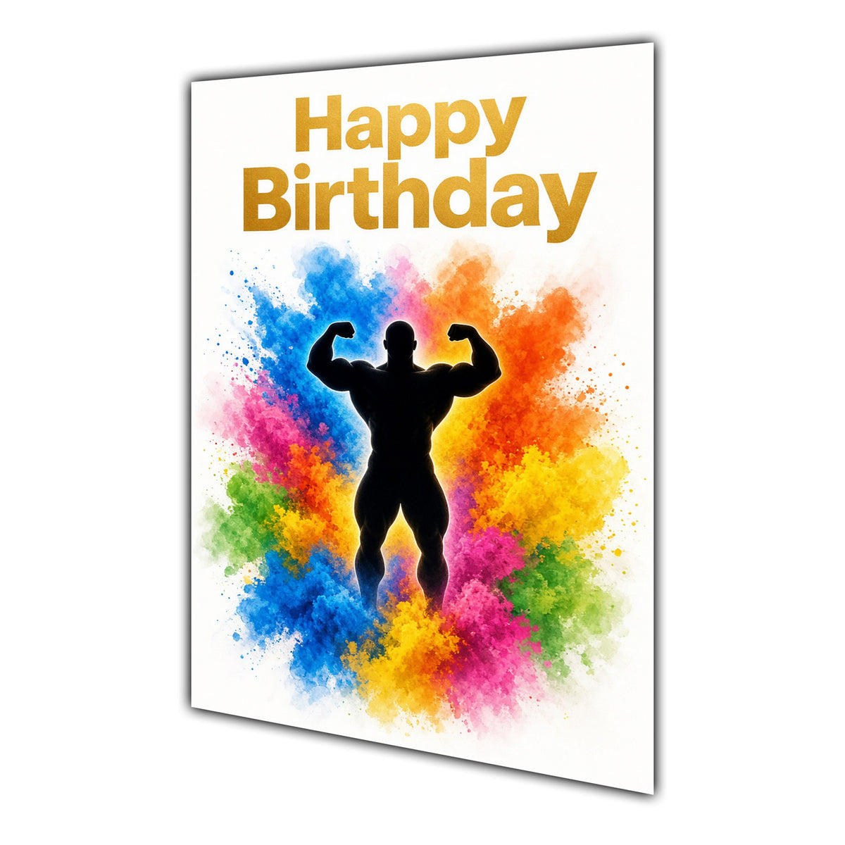 Happy Birthday Bodybuilding Colour Splash Greeting Card A5