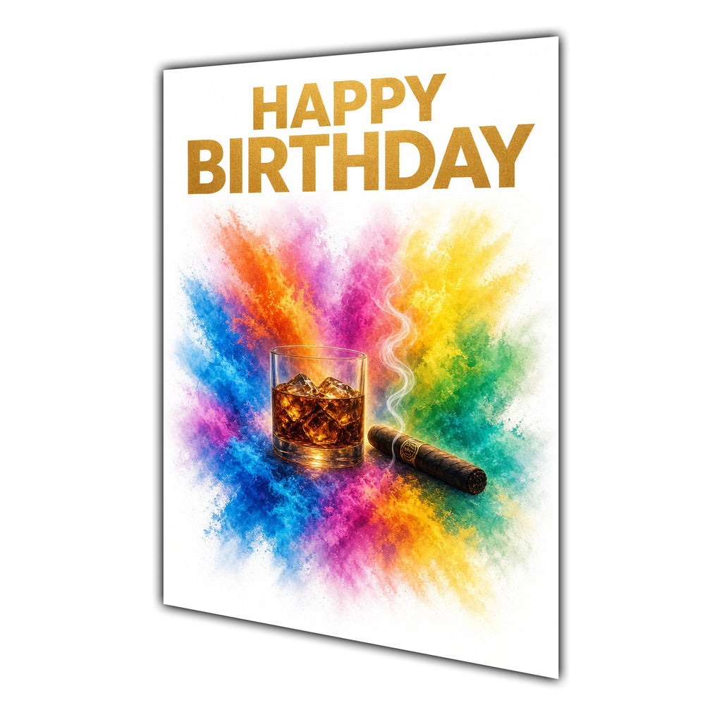 Happy Birthday Whiskey Colour Splash Greeting Card A5