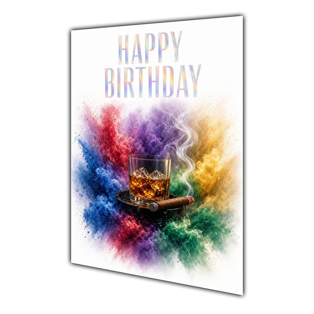 Happy Birthday Whiskey Colour Splash Greeting Card A5