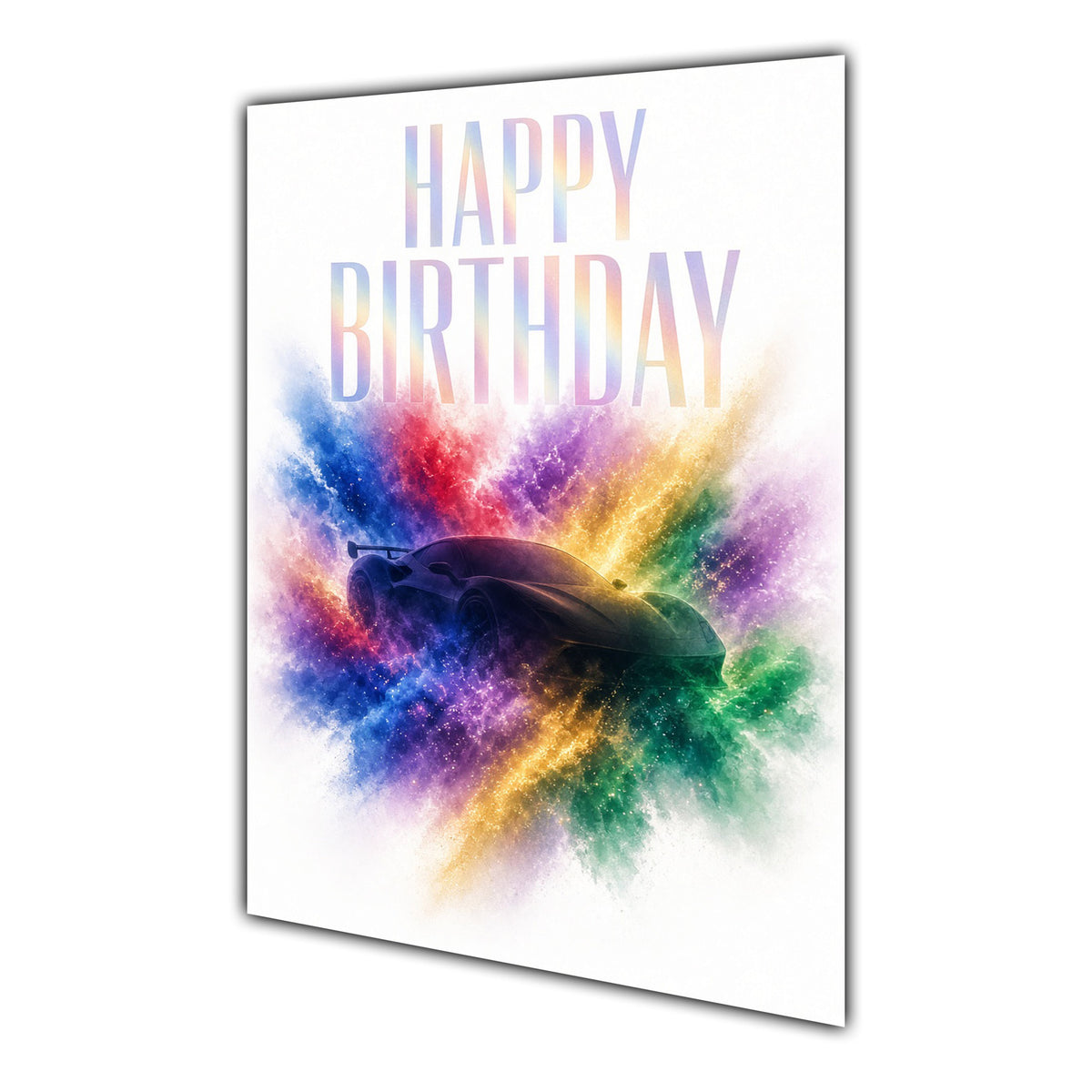 Happy Birthday Sports Car Colour Splash Greeting Card A5