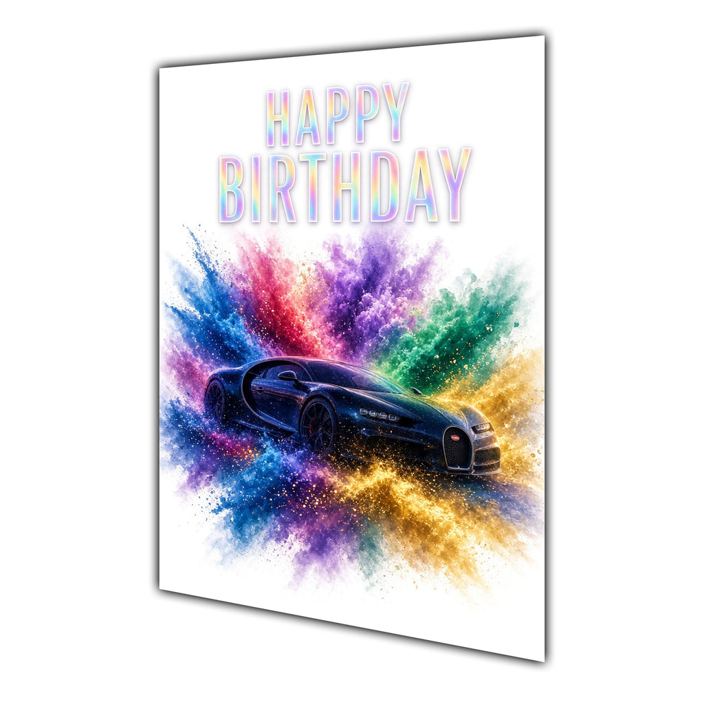 Happy Birthday Sports Car Colour Splash Greeting Card A5