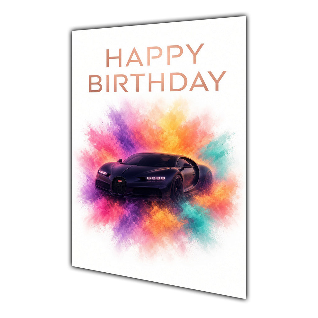 Happy Birthday Sports Car Colour Splash Greeting Card A5