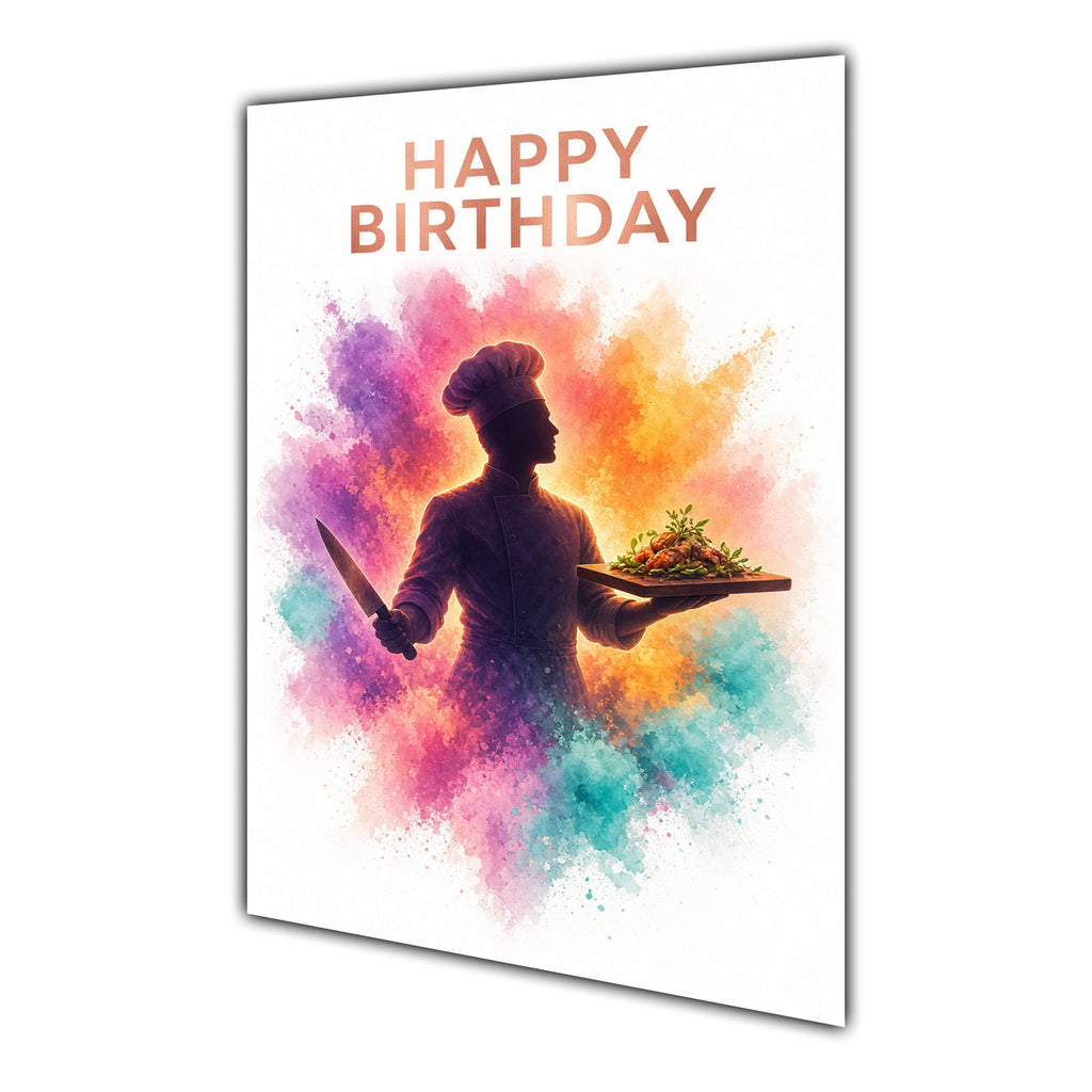 Happy Birthday Cooking Colour Splash Chef Greeting Card A5