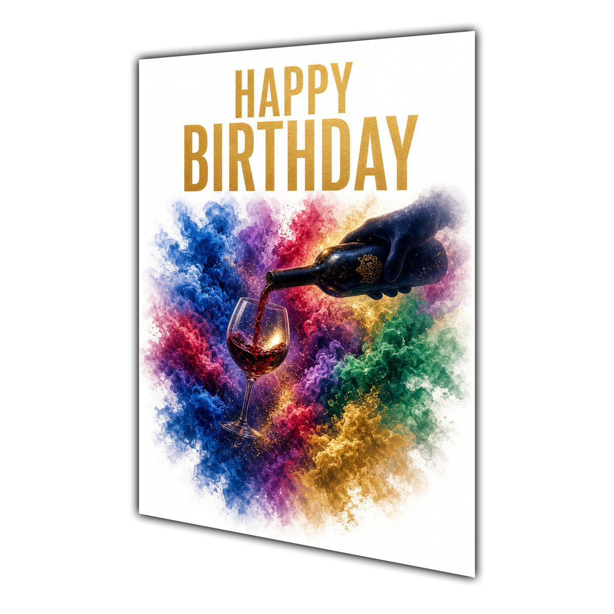 Happy Birthday Card for Her or Him Wine Colour Splash Greeting Card A5