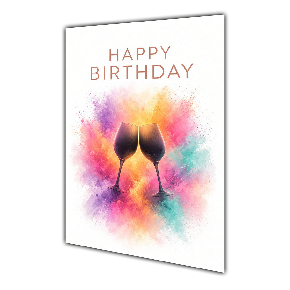 Happy Birthday Card for Her Wine Glasses Colour Splash Greeting Card A5