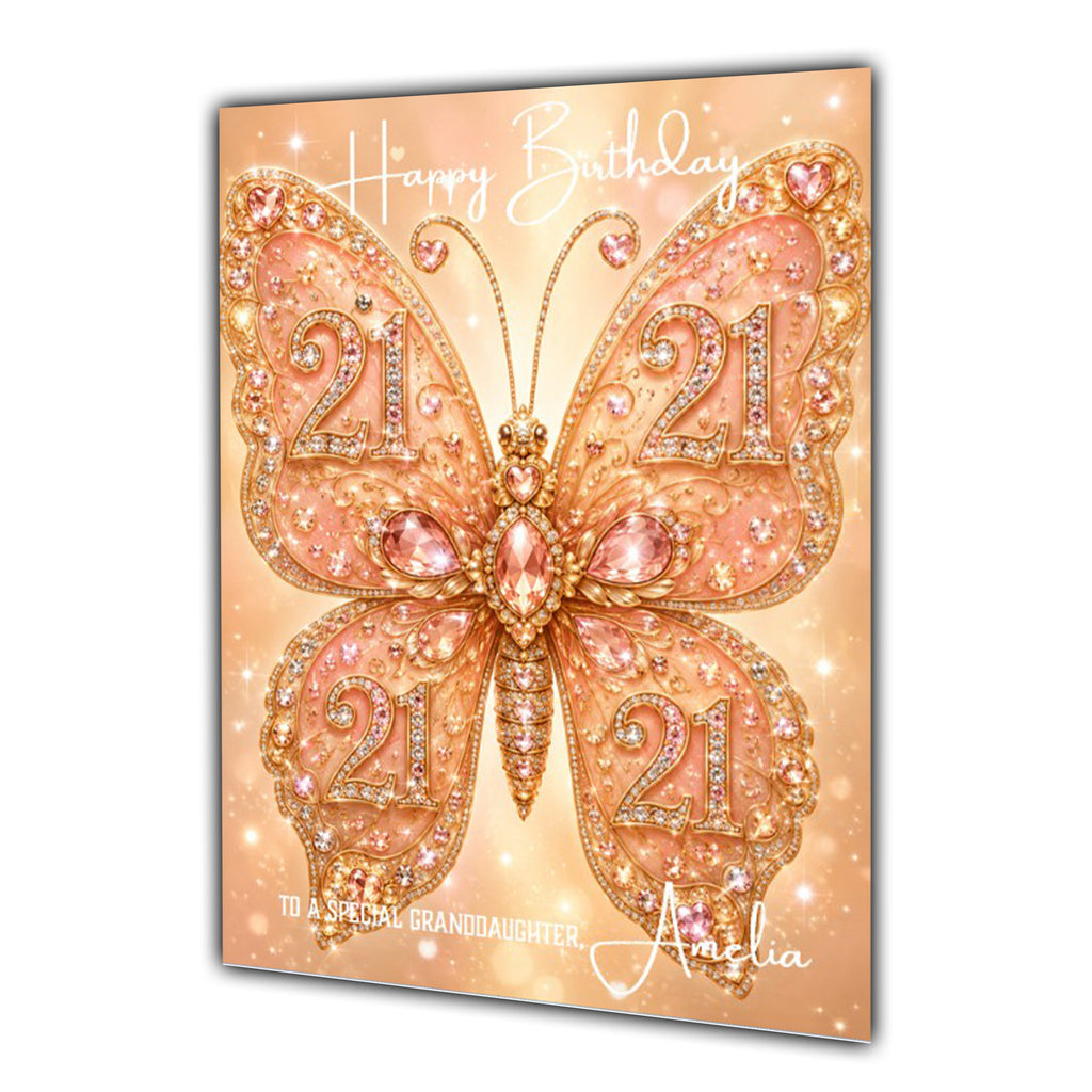 21st Birthday Card Daughter Niece Granddaughter Sister Butterfly A5 Size