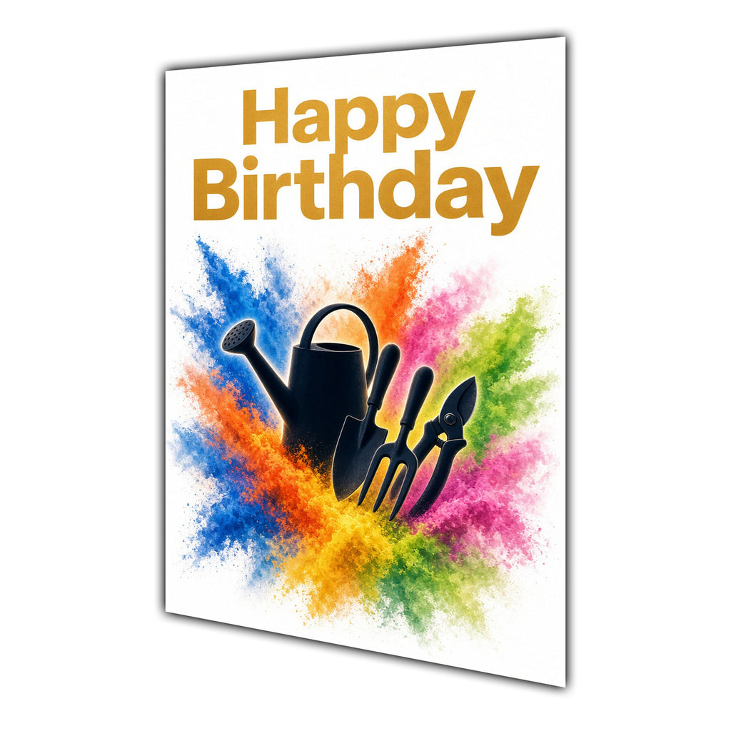 Happy Birthday Gardening Colour Splash Greeting Card A5