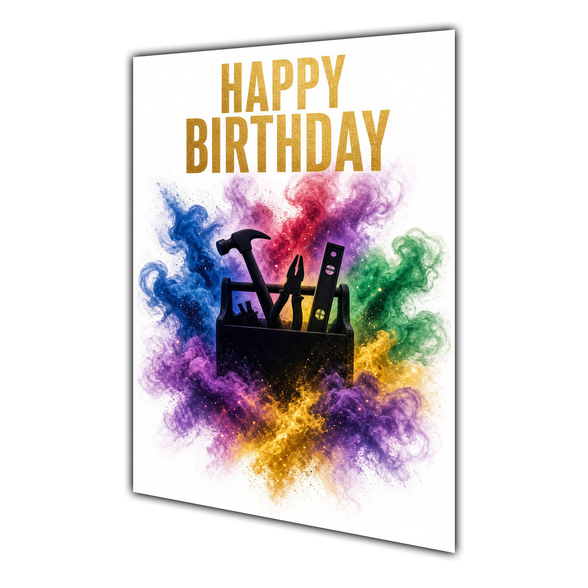 Happy Birthday Men DIY Equipment Tools Colour Splash Greeting Card A5