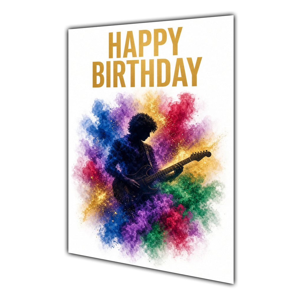 Happy Birthday Guitarist Colour Splash Greeting Card A5