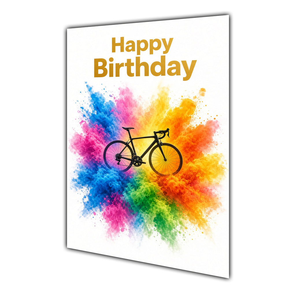 Happy Birthday Cycling Colour Splash Greeting Card A5