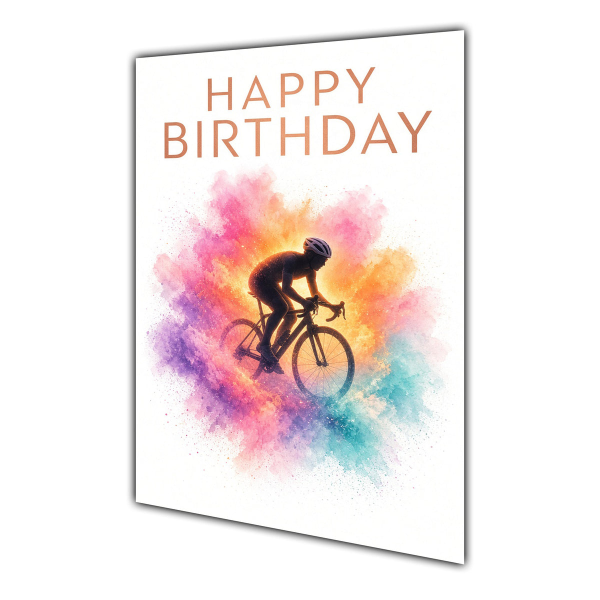 Happy Birthday Cycling Colour Splash Greeting Card A5