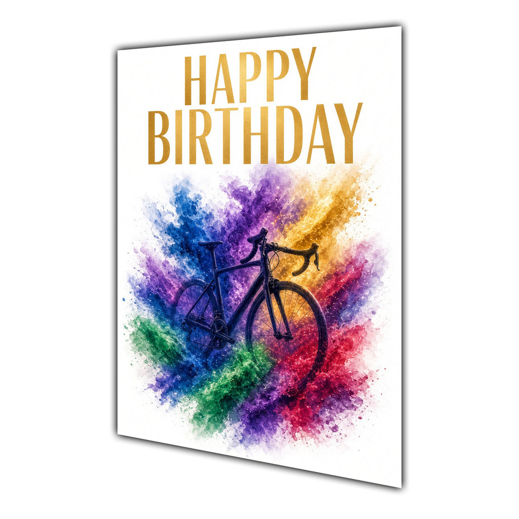 Happy Birthday Racing Bike Cycling Men Boys Colour Splash Greeting Card A5