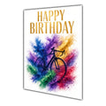 Happy Birthday Racing Bike Cycling Men Boys Colour Splash Greeting Card A5